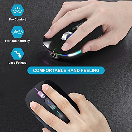 Image of OKIMO 【Upgrade】LED Wireless Mouse, Slim Silent Mouse 2.4G Portable Mobile Optical Office with USB & Type-c Receiver, 3 Adjustable DPI Levels for Notebook, PC, Laptop, Computer, MacBook (Galaxy Black)