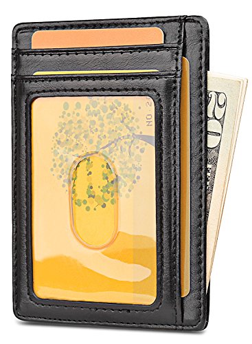 Buffway Slim Minimalist Front Pocket RFID Blocking Leather Wallets for Men Women - Image 3