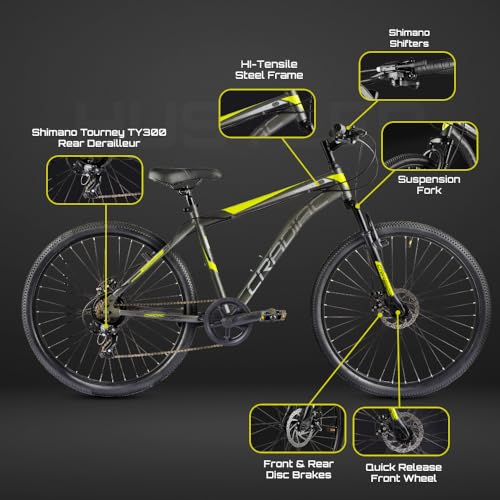 Image of CRADIAC - Hustler X7 MTB 21 Gear Cycle for Boys & Adults | 29 Inch Cycle for Men (Mountain Bike) Gear Bicycle 21 Speed with Disc Brake & Front Suspension | 15+ Years | 5.8FT+
