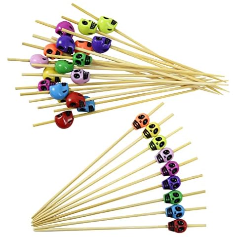 KEYIDO 100 Counts Halloween Skull Cocktail Sticks Cover
