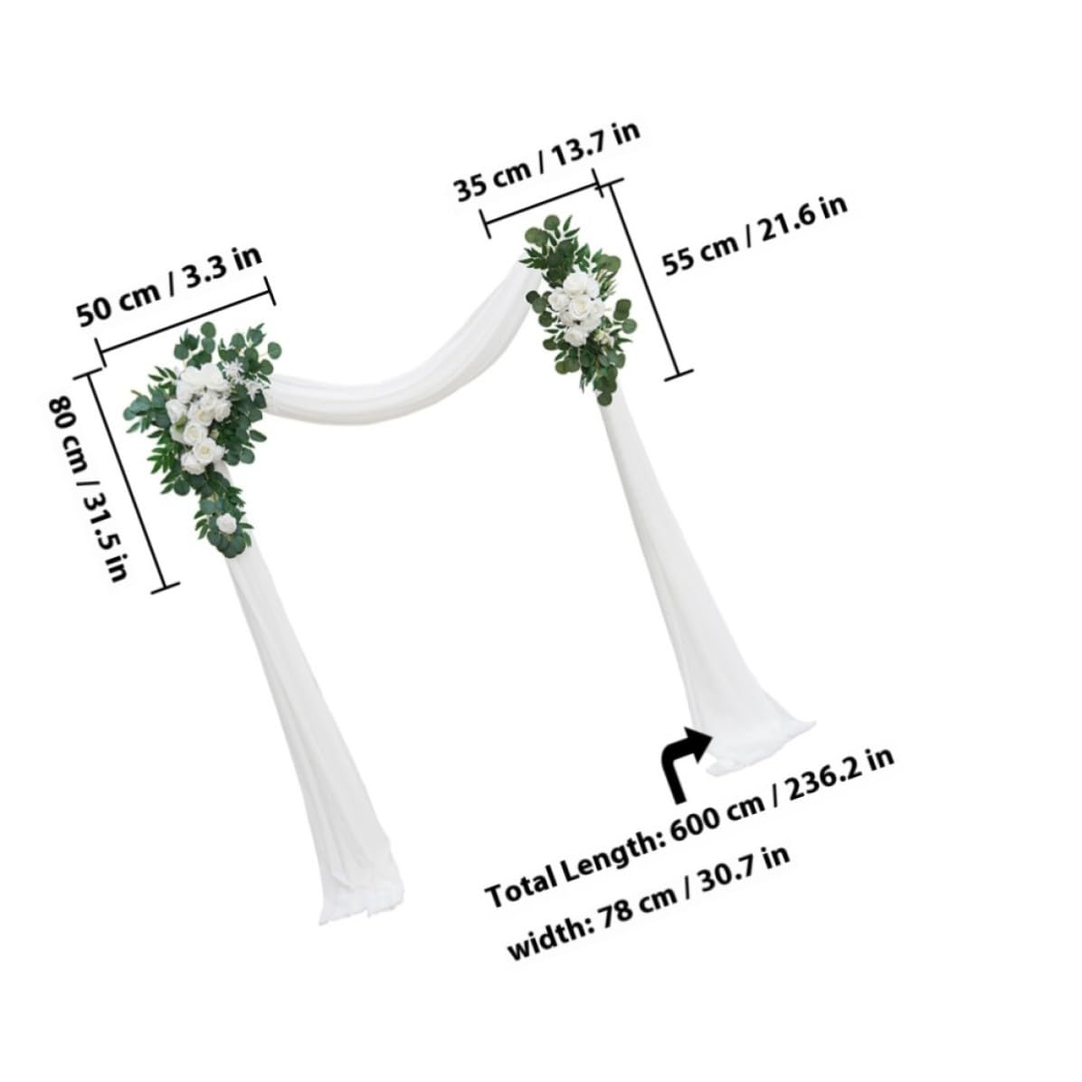 DECHOUS Elegantes Hochzeitsbogen Dekorationsset mit Kunstblumen für Grabgestecke aus Künstlicher Seide und Gazestoff Lebensecht und Verwelkt Nie für Outdoor Hochzeitsfeier