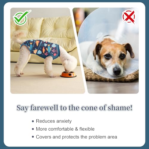 Aimydog Recovery Suit for Dogs Cats,Female Male Dog Onesie for Spay Neuter,Substitute E-Collar & Cone,Anti-Licking Breathable Onesie for Small Medium Large Dogs Cats (Fish,M)