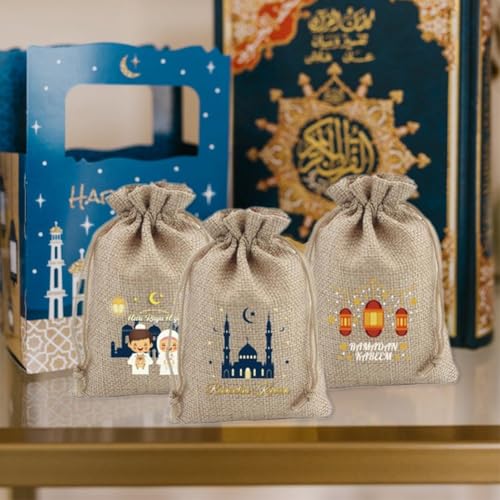 Sachets cadeaux à cordon Aïd Moubarak et décorations de bonbons Ramadan - 8