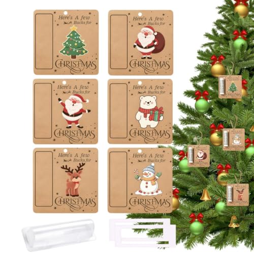 Monedero de árbol de Navidad para dinero en efectivo, 6 piezas, cartera de