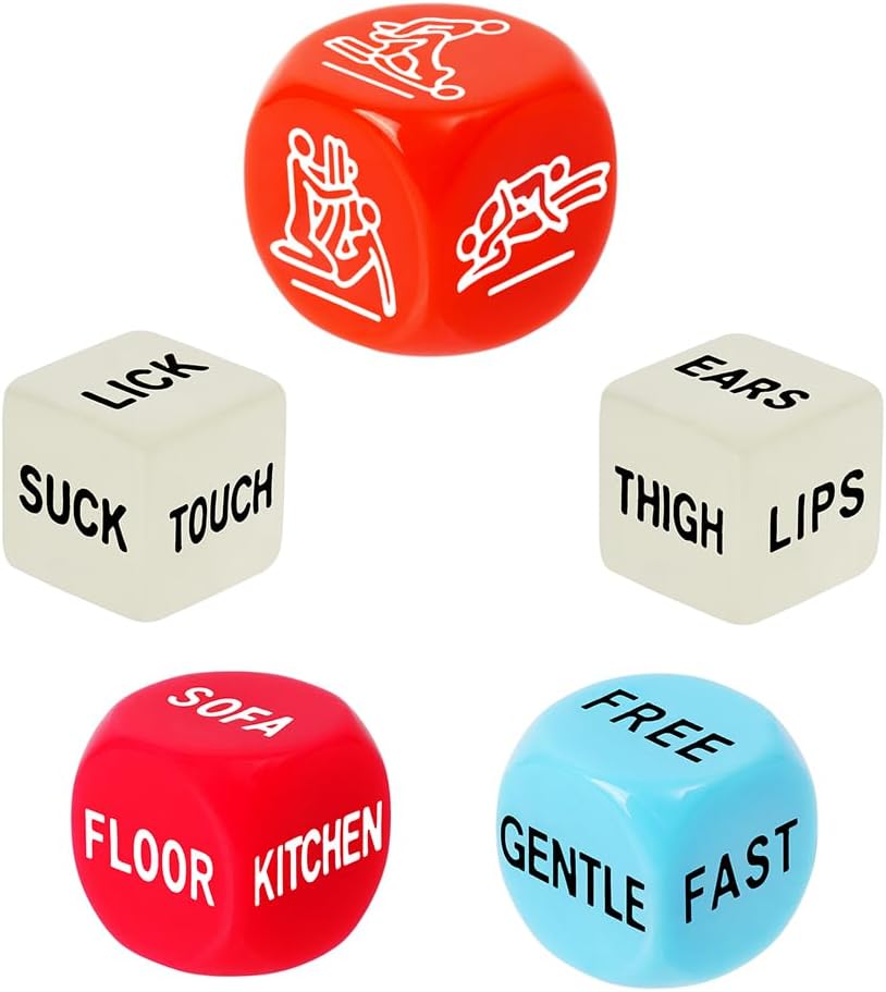 Romantic Naughty Dice Set for Adults Games, Date Night Dice Couples Gift, Fun Night Dating Games for Adult, Love Dice, Valentines Day Gifts for Her Him Men Women Anniversary Couples 6YTA12