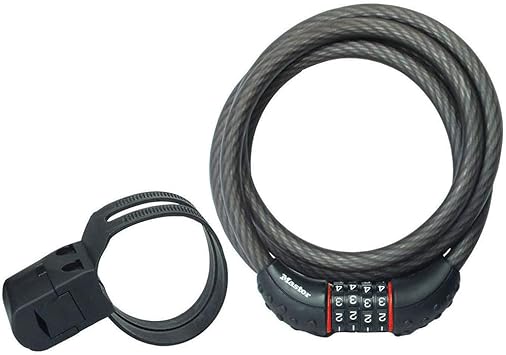 Master Lock Bike Cable Lock 6 x 1/2" Long Length, Resettable Combination Lock with Black Vinyl Coating, 8122D