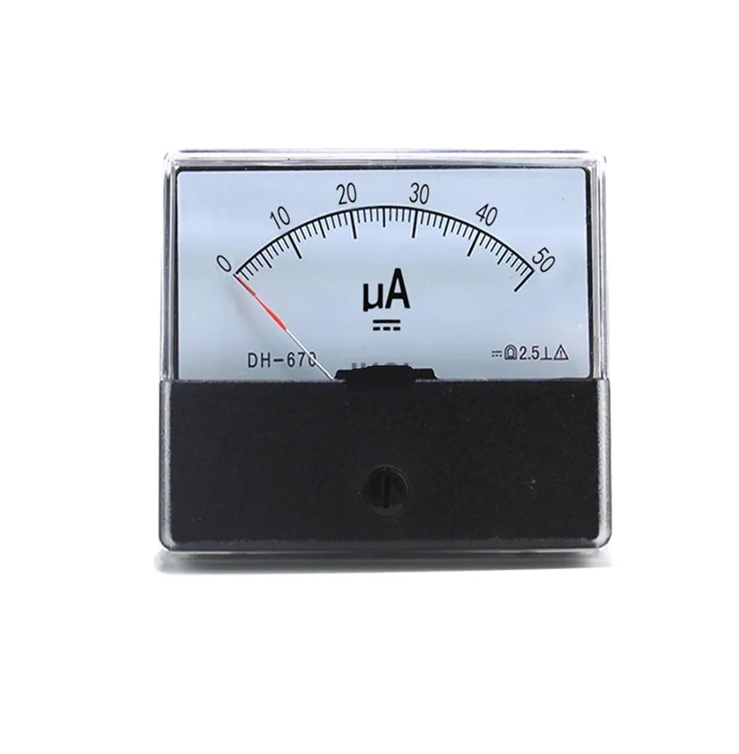 DH-670 ΜA Analog Panel Pointer Type DC Ammeter 50UA 100UA 200UA 300UA 500UA DH-670-A 1Pcs(50UA)