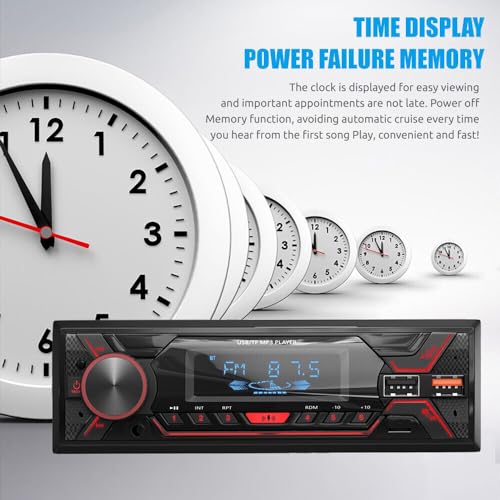 Image of Audio Wheels Car Radio Bluetooth Single DIN Car Stereo Audio, Car Audio with Handsfree and Supports FM / MP3 /SD /AUX /Dua USB /EQ /Quick Charge | Not a CD Player