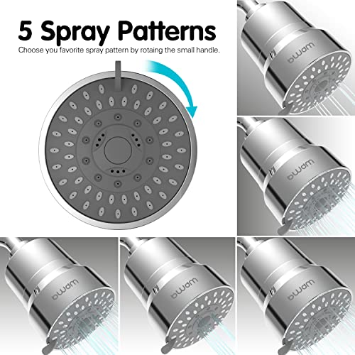 Image of Filtered Shower Head, 2-in-1 Shower Head Filter-5 Modes High Pressure Output with 15 Stage Hard Water Shower Filter Cartridge for Remove Chlorine Heavy Metals and Other Sediments