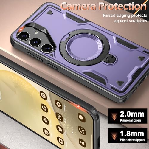 Image of for Samsung Galaxy S24 Case Magnetic with stand, with Mag-Safe, with Screen Protector, Wireless Charging, Shockproof for Samsung S24 5G Phone Case, Ring Holder Phone Cover, for Samsung S24