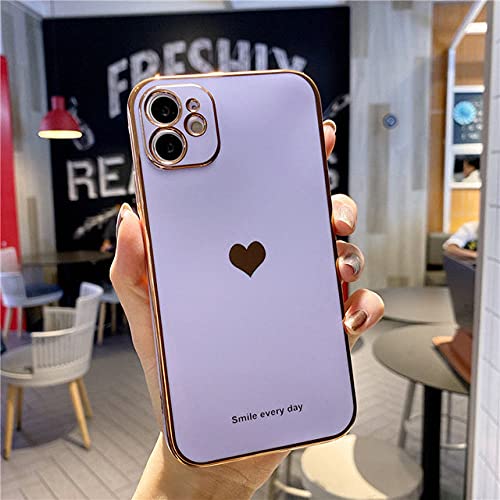 Coque iPhone cœur d'amour électrolytique antichoc de la série 7 à 14 Pro Max