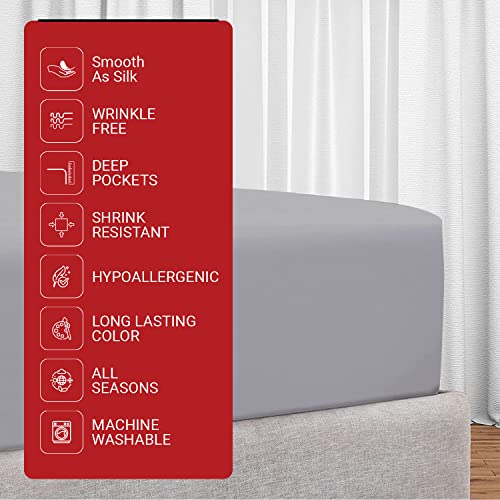 Infinitee Xclusives Fitted Sheet King Size – 1 Piece 78”X80” Deep Pocket Grey King Size Fitted Sheet Only, Fitted Bed Sheets – Lightweight Soft Microfiber, Shrink And Fade Resistant Fitted Sheets #TOP1