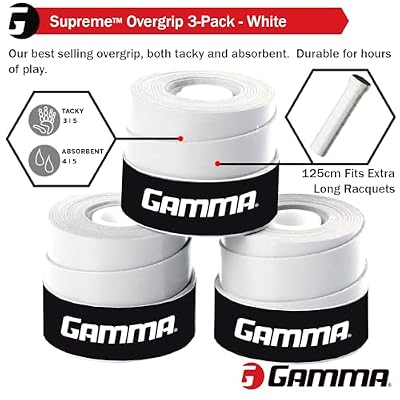 Gamma Sports Supreme Overgrip for Tennis, Pickleball, Squash, Badminton, and Racquetball Racquets, Multiple Pack Sizes and Colors