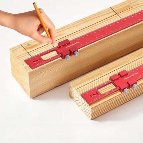 Aluminum Alloy Measuring Ruler Dual System Engraved Scales Imperial Metric Layout Measuring Tool for Woodworking Engineer Carpenter Construction Work