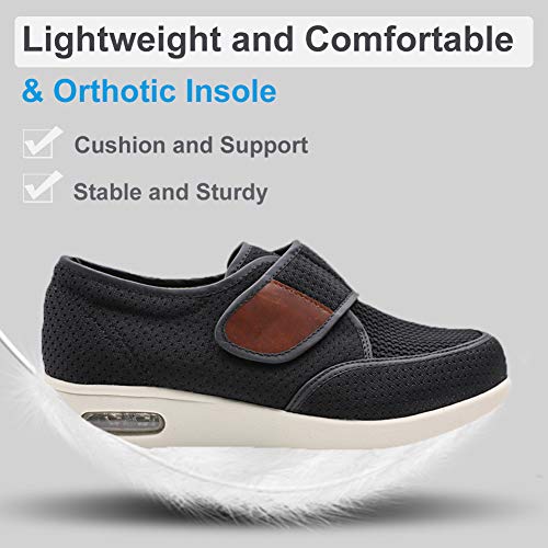 Mens Diabetic Edema Shoes Lightweight Walking Mesh Breathable Wide Sneakers Strap Adjustable Easy On and Off for Elderly, Swollen Feet, Plantar Fasciitis4