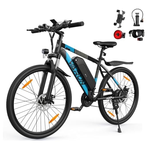 VARUN E-Bike 26"/27.5" E-Mountainbike mit Abnehmbarer 36V 10,4Ah/48V 12,5Ah Akku 250W Motor 25km/h und Shimano 21-Gang Elektrofahrrad Ausdauer 55-70km Herren und Damen (Blau)
