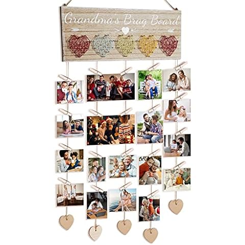 ElekFX Grandma's Brag Board,Grandma Gifts from Grandkids Picture Frame Grandma Photo Holder Thanksgiving Christmas Gifts for Grandma Cover