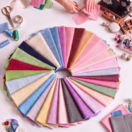 Wenrescry Lot de 30 tissus en coton pour patchwork - Paquets de tissu de 20 x 25 cm en coton, carrés unis et colorés pour couture DIY, matelassage et travaux manuels