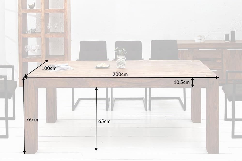 Riess Ambiente massivholz Esstisch MAKASSAR 200cm Natur Sheesham lackierte Holzbeine rechteckig Esszimmertisch Küchentisch Konferenztisch Holztisch Tisch