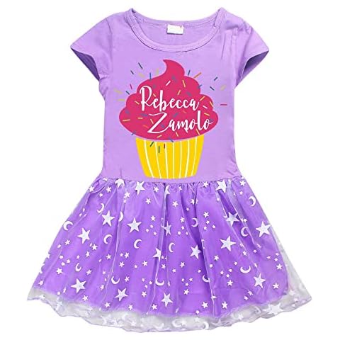 Rebecca Zamolo Dress Princess Dresses Kids Girls Rainbow Lace 3-10 Years Skirt (Purple2,5-6 Years,5 Years,6 Years) Cover