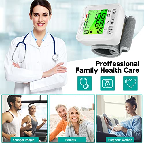 Blood Pressure Monitor, 2023 Wrist Digital Bp Cuff Automatic Bp Machine Large Tri Backlit Screen Rechargeable Pluse Rate Monitoring Meter Wrist Blood Pressure Monitor For Home Use,99X2 Reading Memory #TOP5