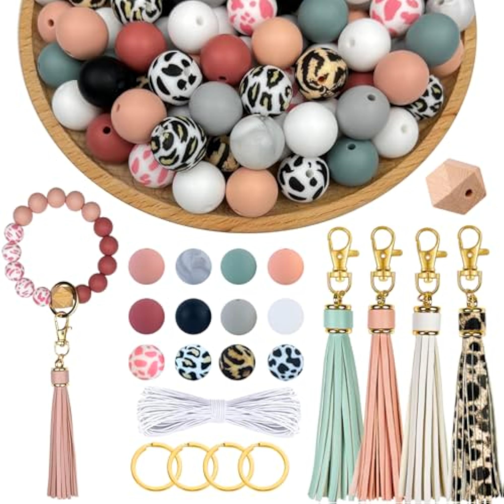 100pcs Silicone Beads for Keychain Making