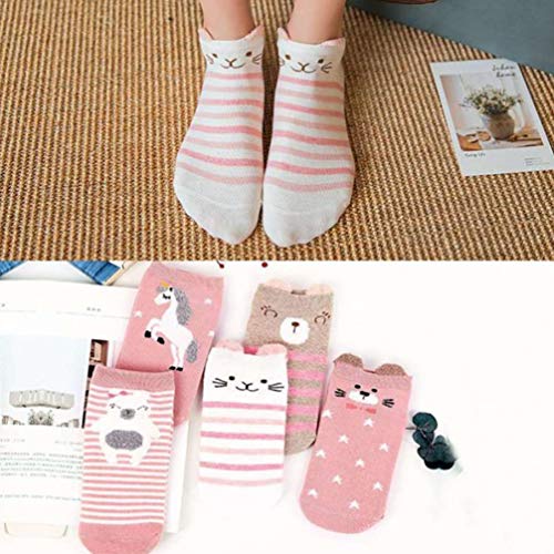 KESYOO 5 pares de meias femininas de algodão fofas divertidas com desenho de animal para mulheres, p