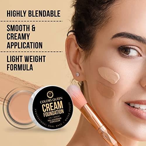 Image of Colors Queen Real Base 2 in 1 Cream Foundation & Concealer | Lightweight, Full Coverage concealer Foundation Matte Finish with SPF | Long Lasting for Face Makeup (626A)
