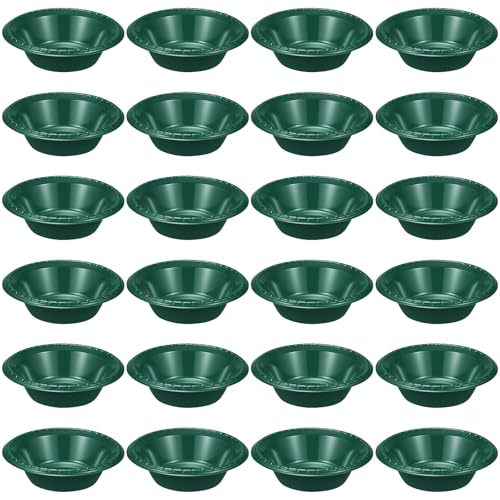 yskplrkn 24 Pack 16oz Dark Green Disposable Plastic Bowls Dessert, Ice Cream, Salad, Soup Serving Cups for Party, Picnic, Food Snacks (Dark Green)