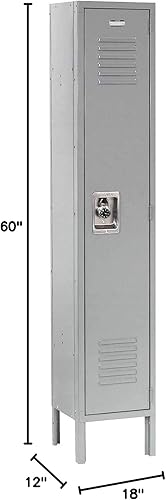 Miniatura 2 de GLOBAL INDUSTRIAL Armario de un solo nivel, 12x18x60, 1 puerta lista para montar, gris