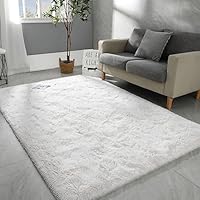 Hutha 9x12 Large Area Rugs for Living Room, Super Soft Fluffy Modern Bedroom Rug, Cream White Indoor Shag Fuzzy Carpets for Girls Kids Nursery Room Home Decor