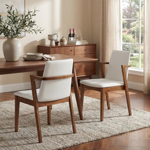 XUOXFUTZIG Mid-Century Modern Dining Chairs Set of 2 PU Upholstered