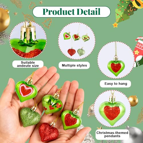 30 décorations de Noël en cœur vert citron de 4,6 cm pour vos tables de fête - 4