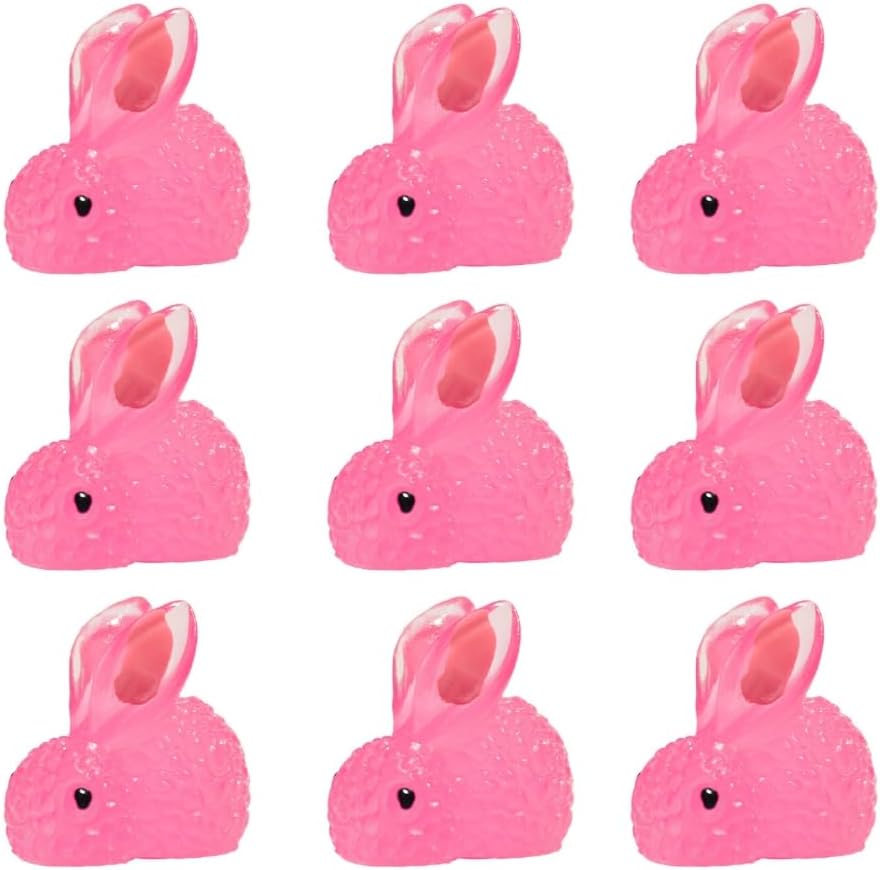 500pcs Glowing Toy Resin Rabbits Statues Tiny Bunnies Figurines for Indoor and Outdoor Plant Decoration