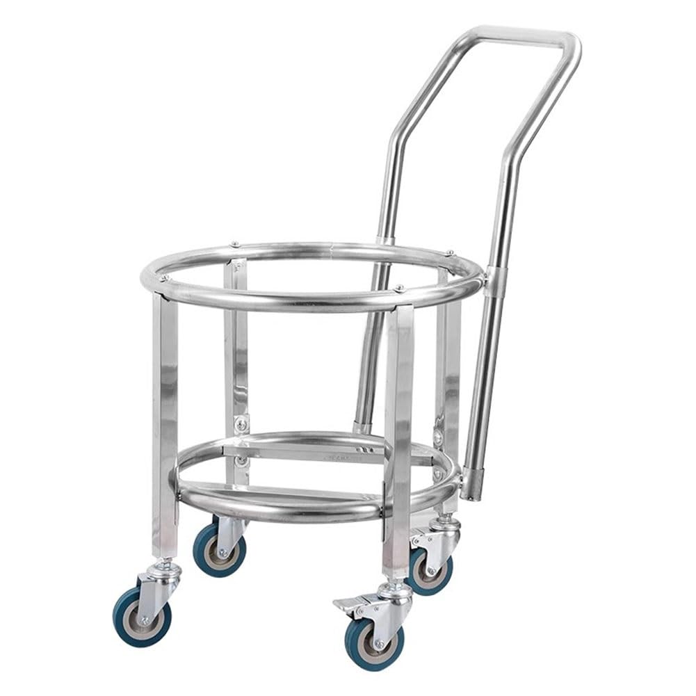 Carro de Acero Inoxidable con Soporte para Olla, Carrito móvil para Sopa con Ruedas para Restaurante, Cantina, barriles de Almacenamiento en Movimiento, Cubo de Leche (Color: Plata, tamaño: 35 cm)