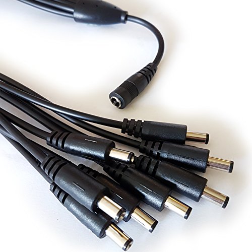 Loops 0.5m 8 Port/Way Black DC Power Cable Y Splitter/Device – 5.5mm x 2.1mm CCTV Camera PSU Adapter/Connector