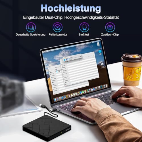 8-in-1 Externes DVD Laufwerk für Laptop CD Laufwerke Extern USB 3.0 Type-C mit 5 USB-Anschlüsse 2 TF/SD-Kartenleser Optische Brenner Reader Player für PC MacBook iMac Windows 11 Vista Linux Mac OS
