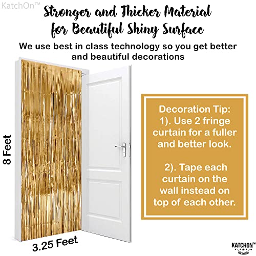 Image of KatchOn, XtraLarge, Champagne Gold Backdrop - 3.2x8 Feet, Pack of 2 | Gold Shimmer Wall Backdrop for Graduation Decorations 2026 | Golden Bachelorette Party Decorations