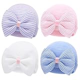 Olreco Newborn Girls Striped Cotton Beanie Hat 0-6 Months Unisex Baby Hats