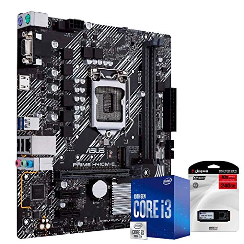 Kit Upgrade Placa Mãe Asus H410M-E, Processador Intel Core i3 10100 4.30Ghz Décima Geração, SSD King