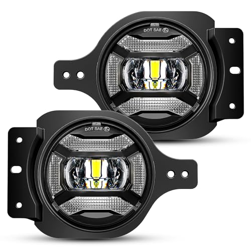 Image of LX-LIGHT 60W Extremly Bright LED Foglights with DRL Compatible with Jeep Wrangler JL Sport Rubicon Steel Front Bumper 2018-2023, EMC Built In