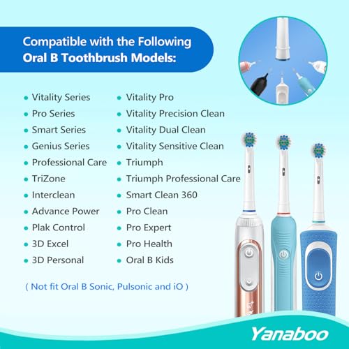 Oral B Compatible Toothbrush Head, Yanaboo Replacement Brush Heads for Most Braun Oral B Electric Toothbrushes of Vitality Pro Smart Genius Series, Precision Clean and Plaque Removal (8 Pack in White) - Image 3