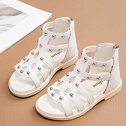 Toddler Baby Kid Little Girl High Top Sandals Open Toe Anti Slip Outdoor Sandals Summer Princess (White, 1.5 Big Kids)4