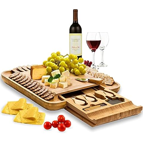 Charcuterie Board - Bamboo Cheese Board Charcuterie Boards Gift Set for Entertaining, Bridal Shower Gift, Wedding Gifts for Couples 2025, Housewarming Gifts New Home, Valentines Day Gifts for Women Cover