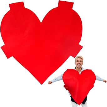 Red Heart Costume Valentine Day Adult Costume Valentine Heart for Women Men Mothers Day Party Anniversary Birthday