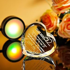 Gifts for Mom Crystal Heart Keepsake with LED Base Meaningful Gift to Mom for Mothers Day Birthday Day Valentines