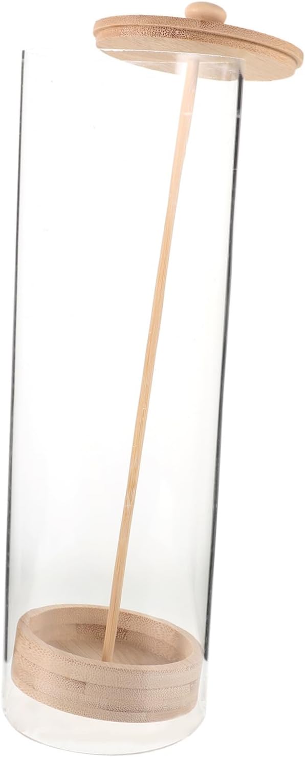 Wooden Straw Dispenser Holder for Counter, Acrylic Storage Bin