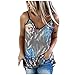 Produktbild KIMODO Damen Tank Tops mit Spitzenbesatz Sexy Bedrucktes Schlinge Frauen Leibchen Oberteile mit V-Ausschnitt T Shirt Lose Bluse Sommer Oberteil (Grau, 4XL)