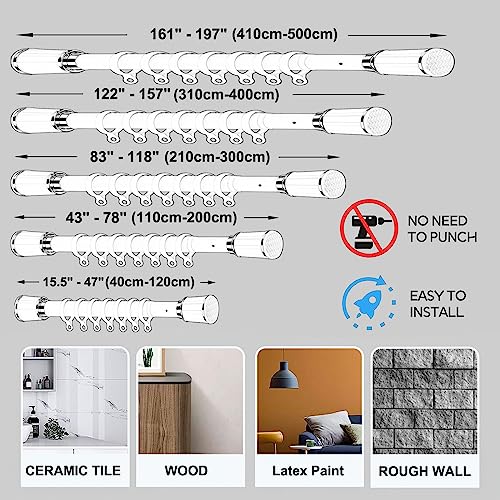 Tringle à rideaux télescopique blanche réglable barre de douche extensible sans percer