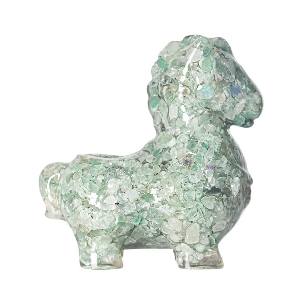 HUFFA Elegant Desktop Ceramic Horse Figurine Ornament - Natural Crystal & Resin Decorative Piece